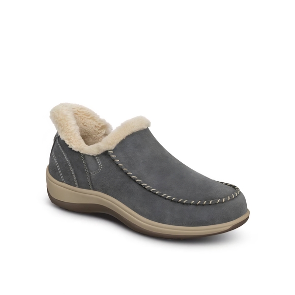 Orthofeet Women's Lorin Hands-Free Suede Slipper-Shoes Gray - Picture 9 of 9
